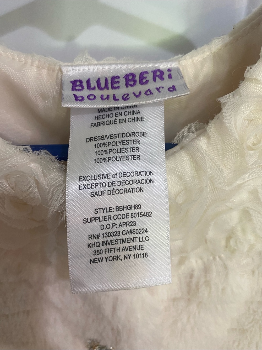Blueberi Boulevard Cream Plush Flower Trim Coat - Picture 4 of 8